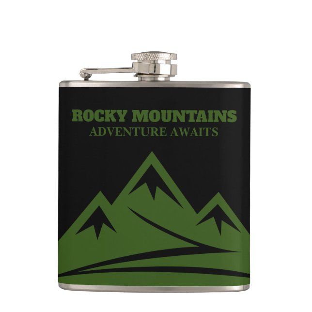 Flasques Adventure Await logo Rocky Mountains boisson perso (Devant)