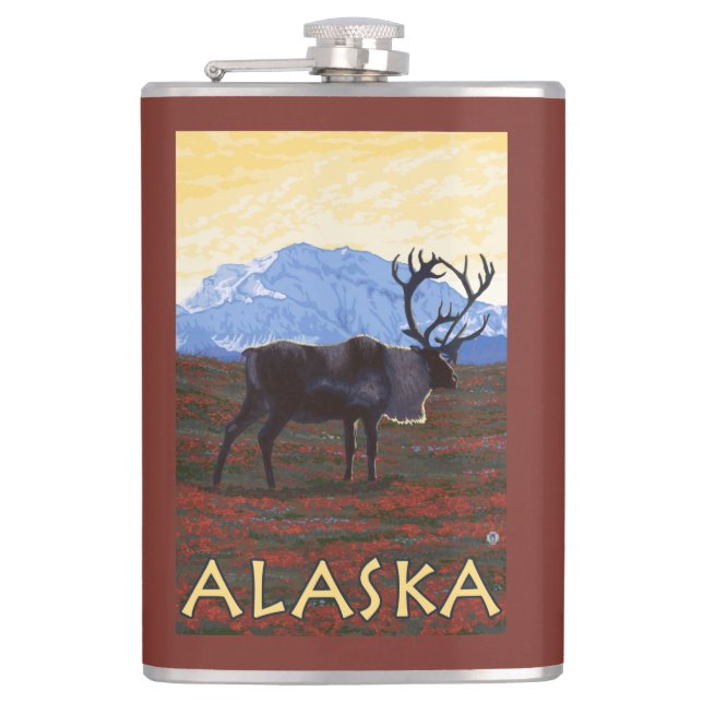 Flasques Affiche de Vintage voyage d'AlaskaCaribou (Devant)
