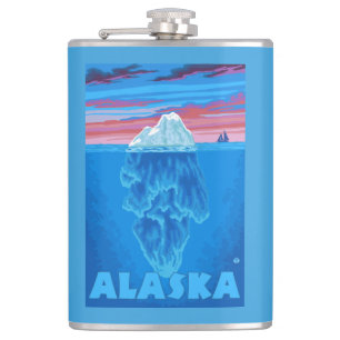 Flasques Affiche de Vintage voyage d'AlaskaIceberg