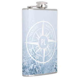 Flasques Aiguille de compas monogramme forêt d'épinette d'h