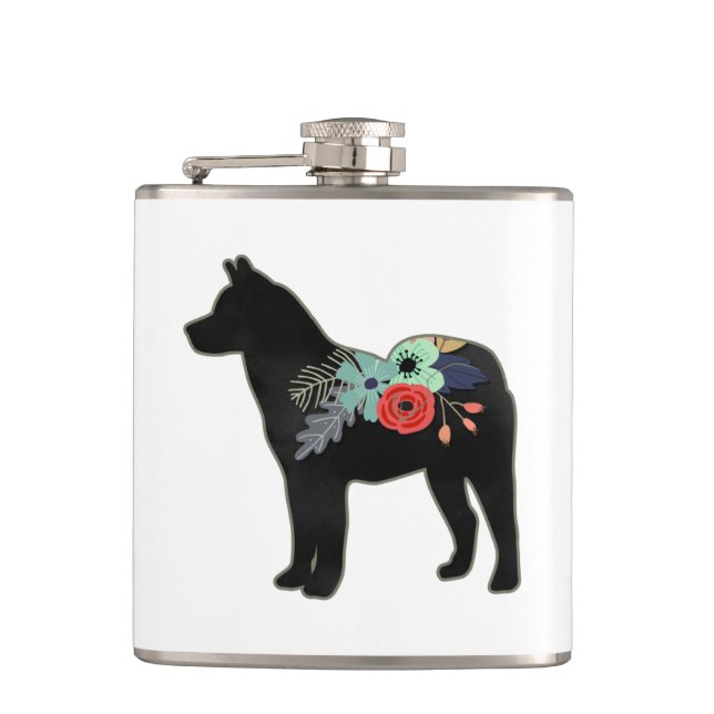Flasques Akita Chien race Boho Floral Silhouette (Devant)