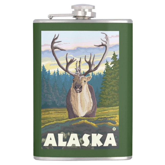 Flasques AlaskaCaribou dans le Vintage voyage sauvage (Devant)