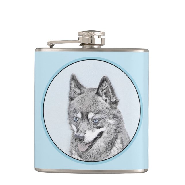 Flasques Alaskan Klee Kai Peinture - Cute Original Chien Ar (Devant)