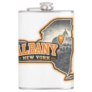 Flasques Albany New York State Outline Map Label Design