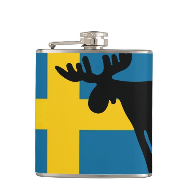 Flasques Älg / Moose med Svenska flaggan (Devant)