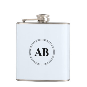 Flasques Alice bleu couleur unie avec monogramme