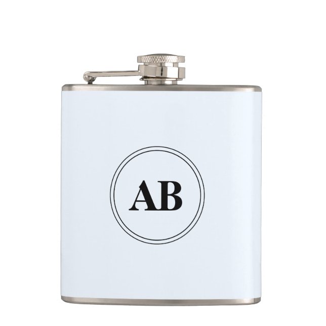 Flasques Alice bleu couleur unie avec monogramme (Devant)