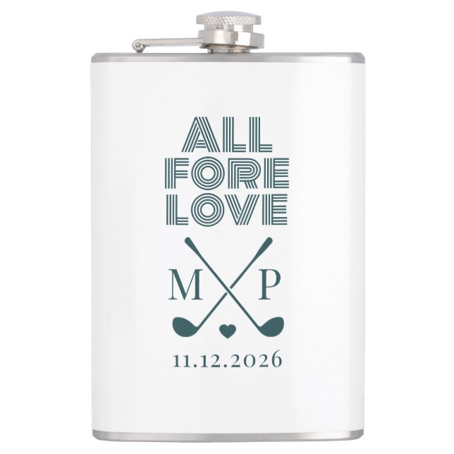 Flasques All Fore Love Monogram | Dark Green Modern  (Devant)