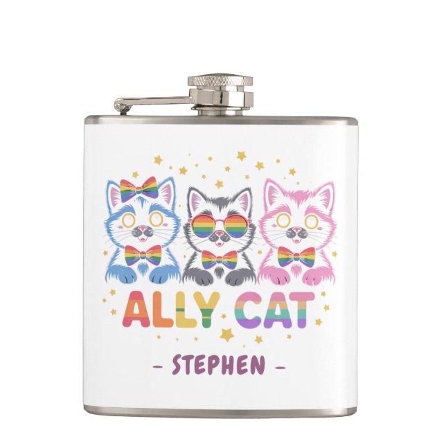 Flasques Ally Cat - Chat joli couleur LGBTQ Pride (Devant)