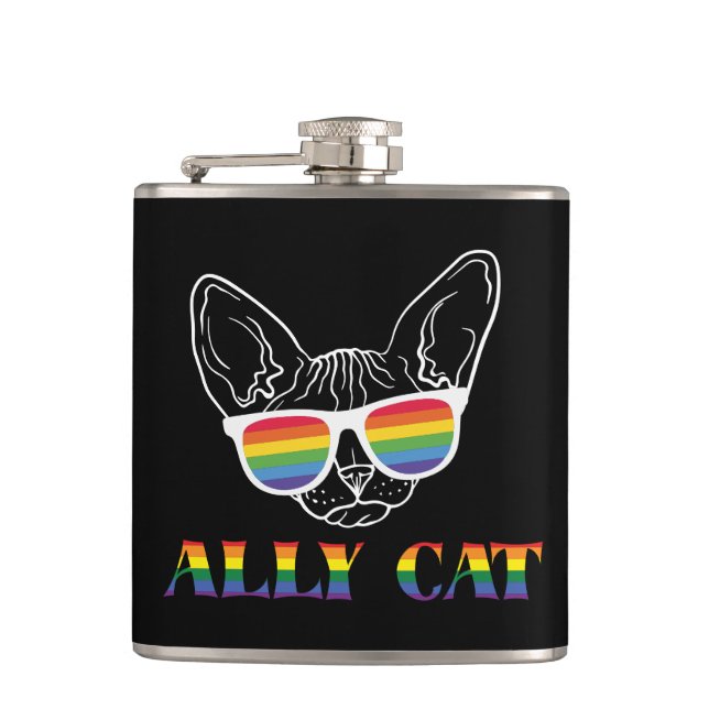 Flasques Ally Cat - Cute Pride Cat avec lunettes de soleil  (Devant)