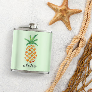 Flasques Aloha Tropical Aquarelle ananas personnalisé