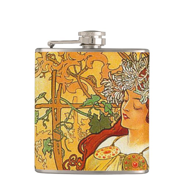 Flasques Alphonse Mucha Art Nouveau Automne (Devant)