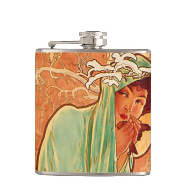 Flasques Alphonse Mucha Art Nouveau Hiver (Devant)