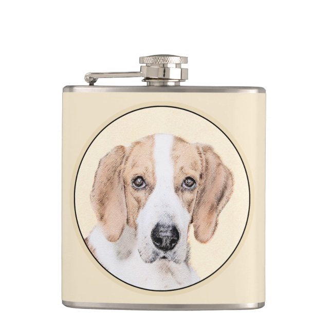 Flasques American Foxhound Painting - Joli art original chi (Devant)
