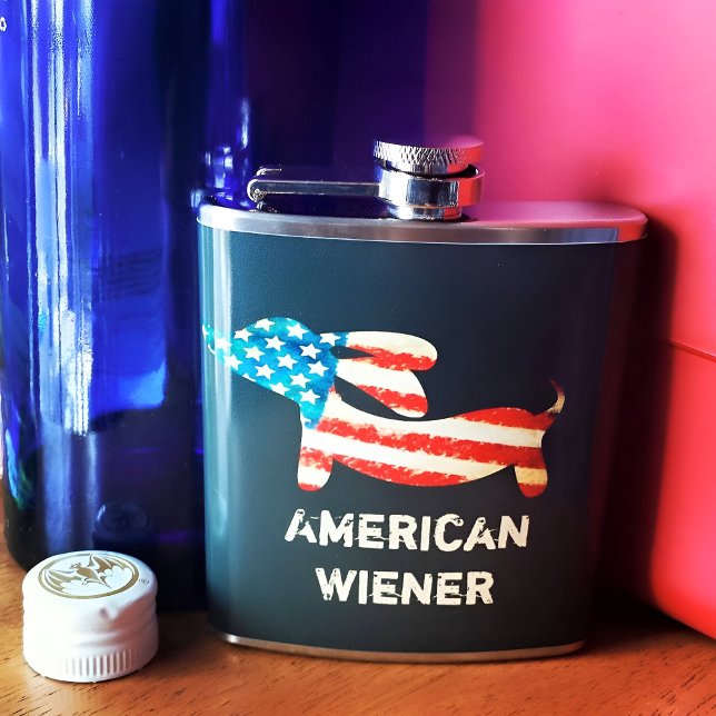 Flasques American Wiener Dog Dachshund Flask (American Wiener flask for wiener dog dads)