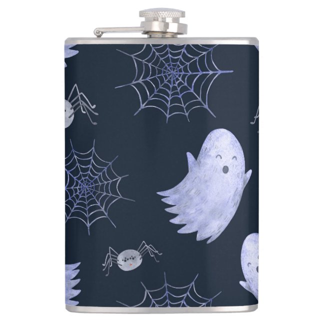Flasques Amusant Motif d'Halloween Spider Fantôme. (Devant)