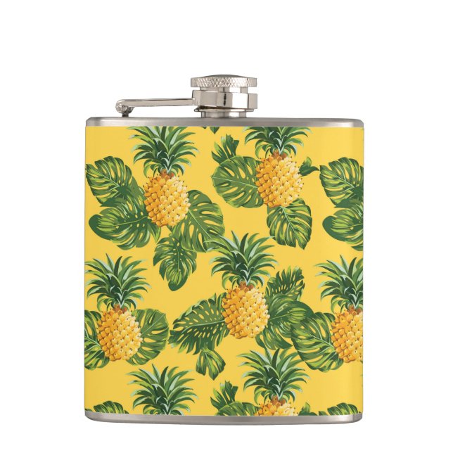 Flasques Ananas et Feuilles tropicaux en or (Devant)