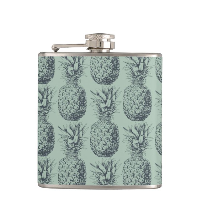Flasques Ananas, fruit tropical design motif (Devant)