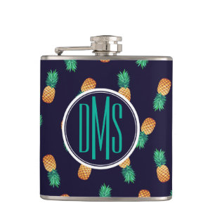 Flasques Ananas sur le monogramme de la marine  