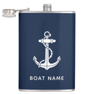 Flasques Ancre de bateau bleue marine nautique personnalisé