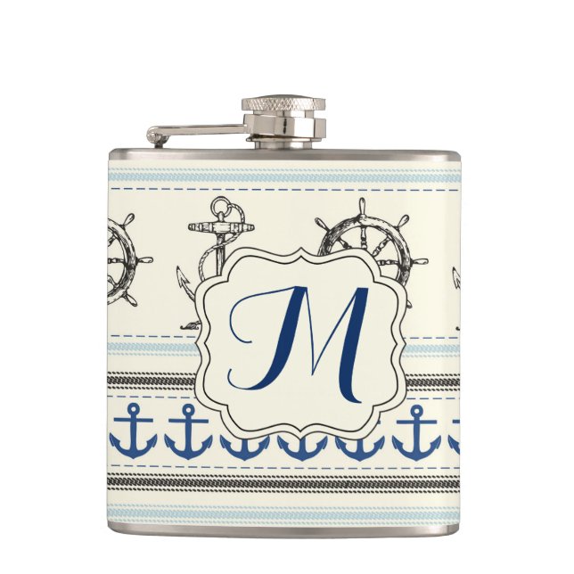 Flasques Ancre nautique Rop Monogram Whiskey Flask (Devant)