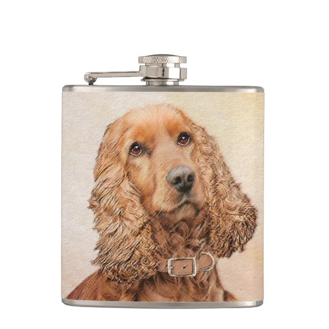 Flasques Anglais Cocker Peinture Espagnole - Art Chien orig (Devant)