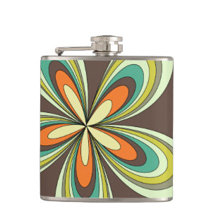 Flasques Années 60 super les années 70 Hippie Fleur Brown R