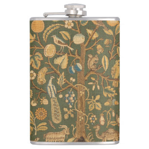Flasques Antique anglais broderie point de vie arborescente