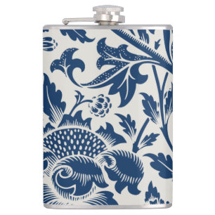 Flasques Antique Floral ornemental blanc sur marine