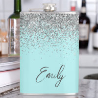 Aqua bleu Turquoise Parties scintillant argent Mon