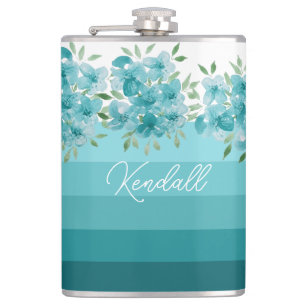 Flasques Aquarelle bleu turquoise Fleur sauvage