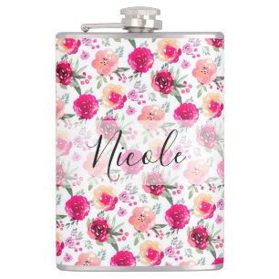 Flasques Aquarelle Cadeau Bridesmaids Floral