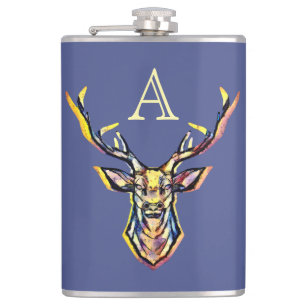 Flasques Aquarelle colorée Deer Head Art