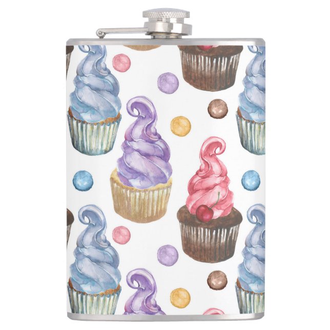 Flasques Aquarelle cupcakes colorés (Devant)