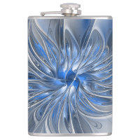 Aquarelle gris bleu Abstrait Fractal Art Flower