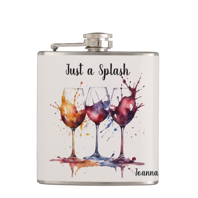 Flasques Aquarelle mignonne amusante juste un peu de vin No (Devant)