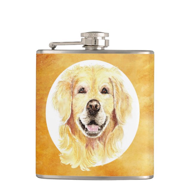 Flasques Aquarelle mignonne Golden Retriever Chien Animal a (Devant)