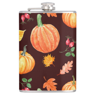 Flasques Aquarelle Motif Floral Citrouille d'automne