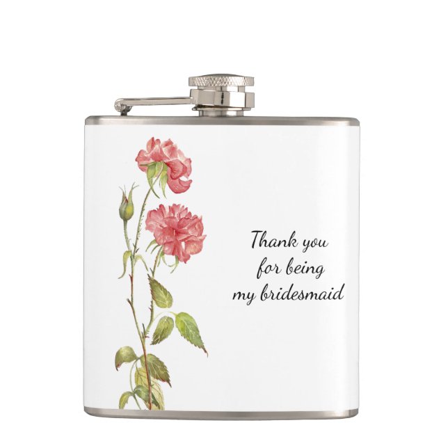 Flasques Aquarelle rose fleurie merci (Devant)