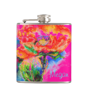 Flasques aquarelle rouge Abstraite peinture florale
