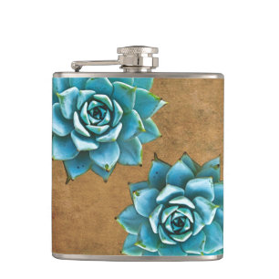Flasques Aquarelle succulente sur Brown rustique