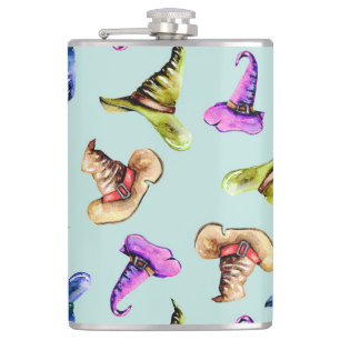 Flasques Aquarelle vieux casquettes : arrière - plan bleu.