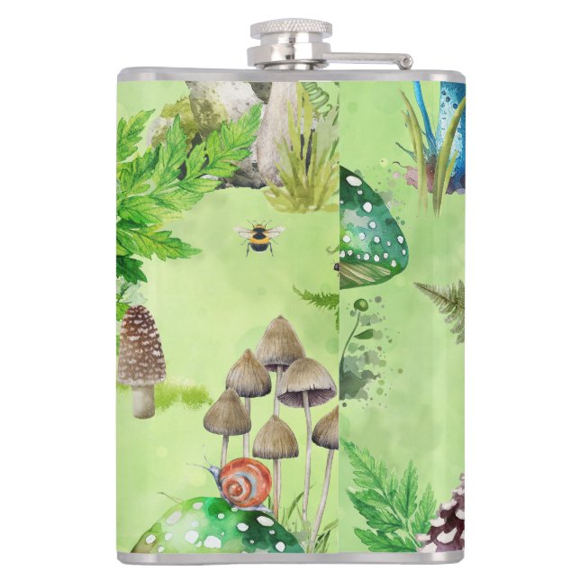 Flasques Aquarelle Whimsical Mushroom Garden (Dos)