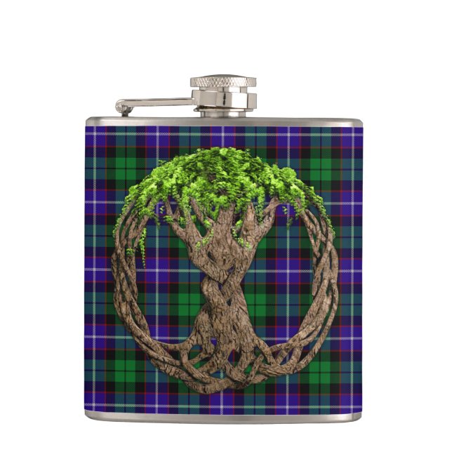 Flasques Arbre celtique de tartan de Mitchell de clan de la (Devant)