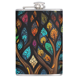 Flasques Arbre de vie Mosaïque Coloré feuille Verre