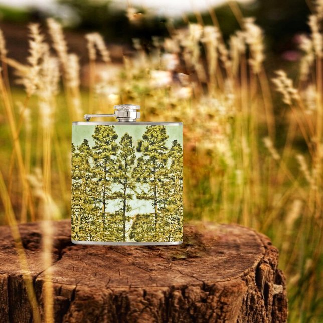 Flasques Arbres bronzés (Bronze Trees Hip Flask, has such a feeling of being outdoors, in its design!)