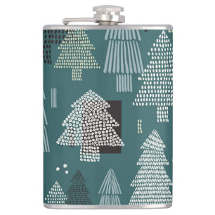 Flasques Arbres d'hiver, motif vintage de Noël.