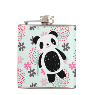 Flasques Arbres, fleurs et ours de panda