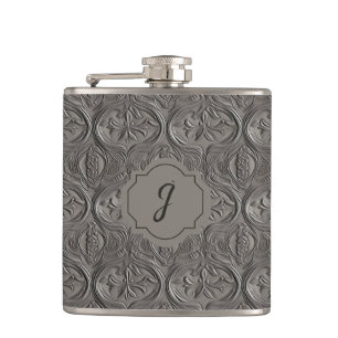Flasques Argent Gris Faux en cuir vinyle