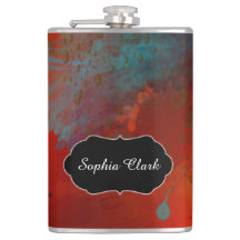 Art abstrait grunge de rouge, d'Aqua et d'or,